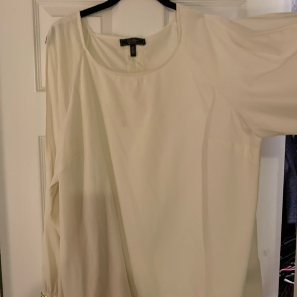 Cream cold shoulder sleeve